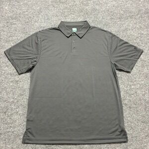 Pro Tour Cool Play Mens Polo Shirt Size L Black Striped Short Sleeve Activewear